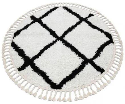 Okrúhly koberec BERBER TROIK, biela - strapce, Berber, Maroko, Shaggy Veľkosť: kruh 160 cm