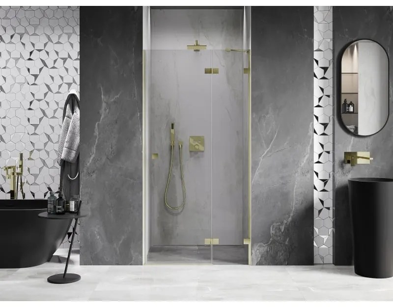 Mexen, Mexen Lunar pravé otočné sprchové dvere 85 cm, transparentné, brúsené zlaté - 834-085-000-55-00-P