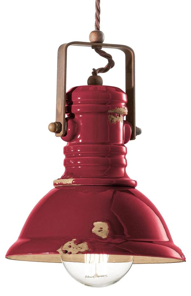 Závesná lampa C1691 v priemyselnom dizajne bordó