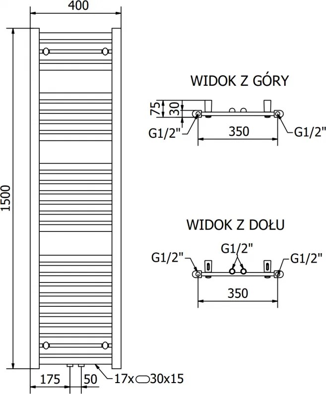 Mexen Hades, elektrické vykurovacie teleso 1500 x 400 mm, 600 W, biela, W104-1500-400-2600-20