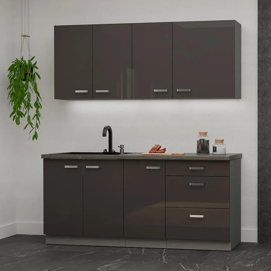 Kuchynská linka sivá 180 cm bez pracovnej dosky