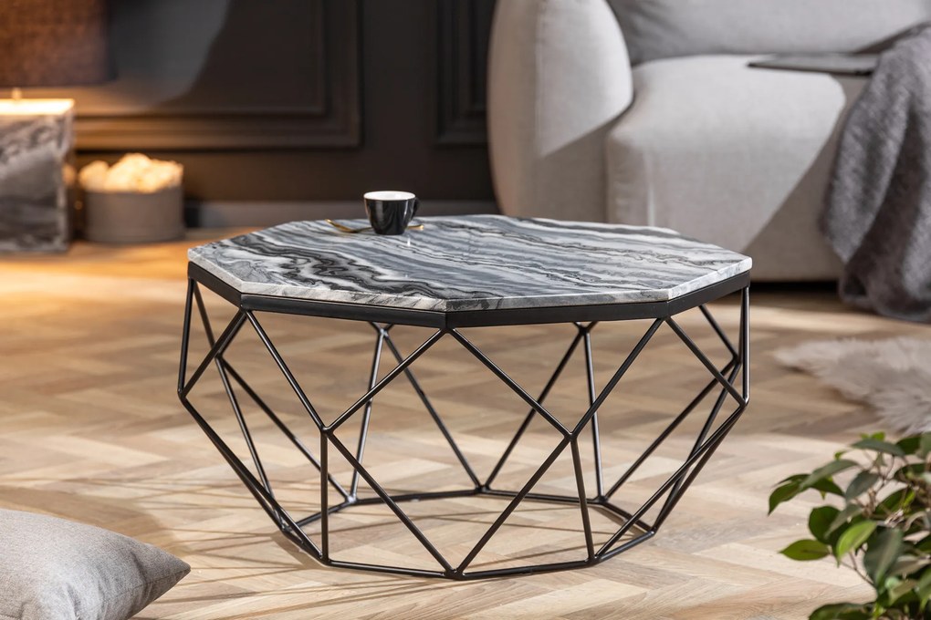 Konferenčný stolík Diamond 70cm mramor šedý