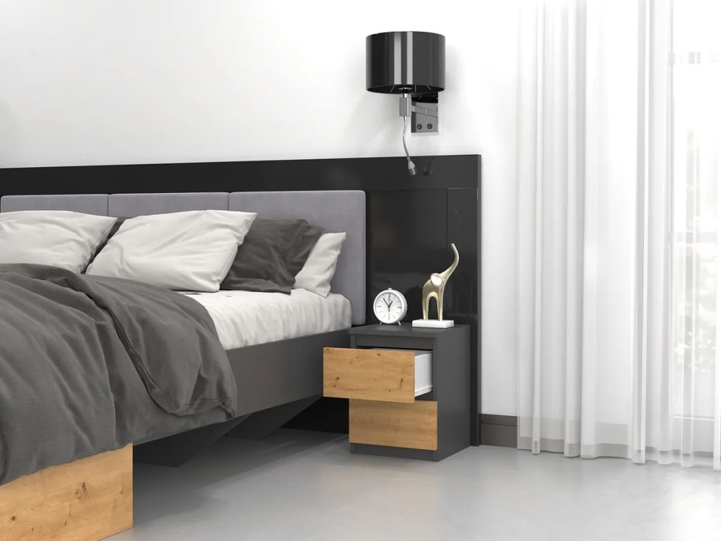 Nočný stolík MALWA M2 dub artisan / antracit