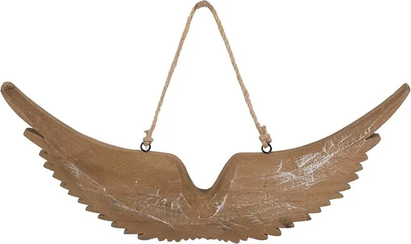 Hnedá antik drevené závesné anjelské krídla Angel Rustic - 30*3*12 cm