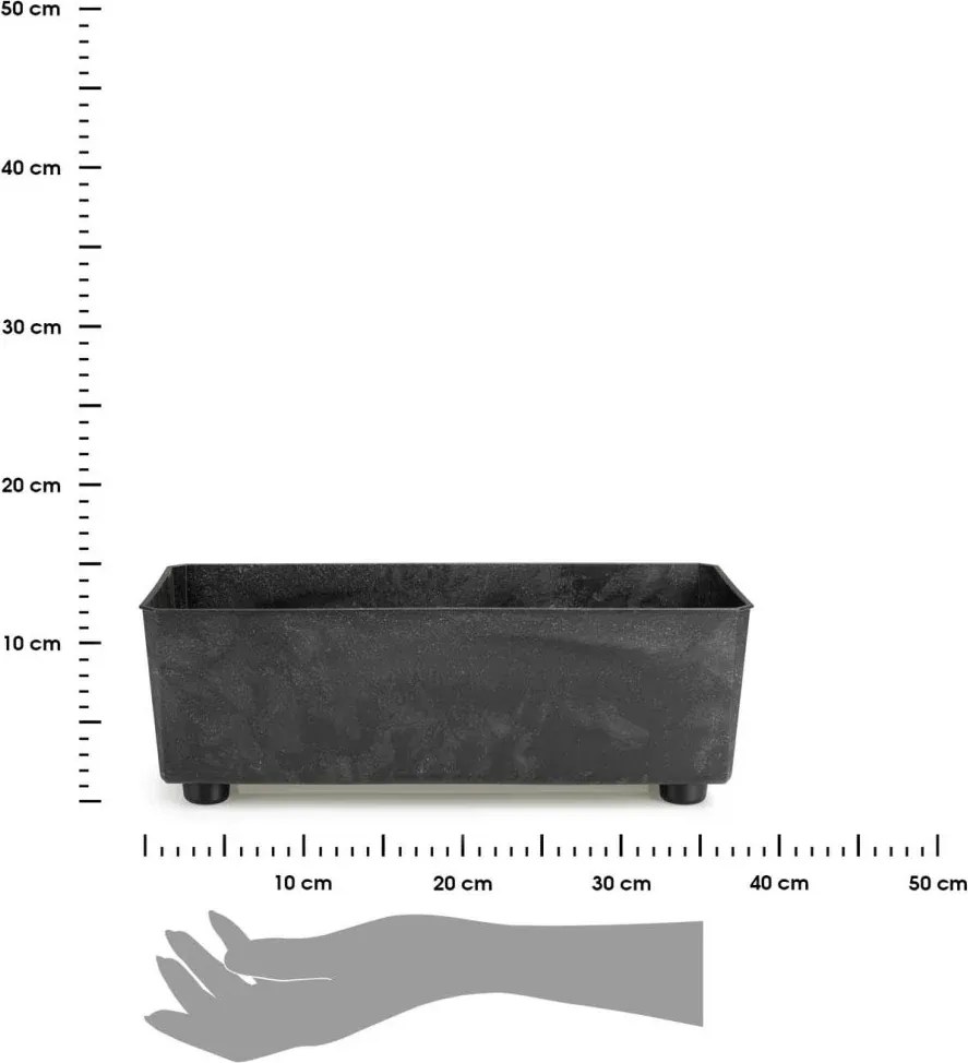 Truhlík s nožičkami Salvia 37,5x17 cm čierny betón