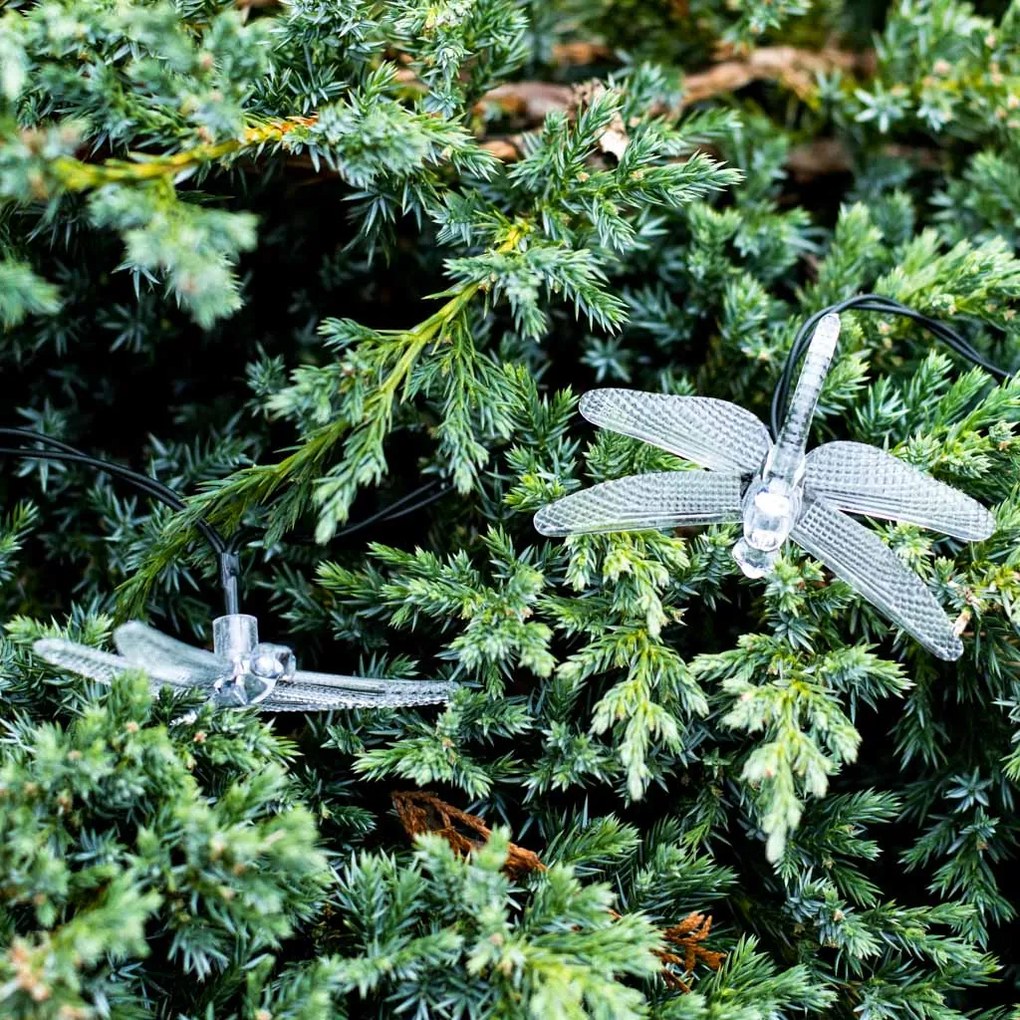 IKO Záhradné solárne osvetlenie 6,5m 30 LED – farebné vážky