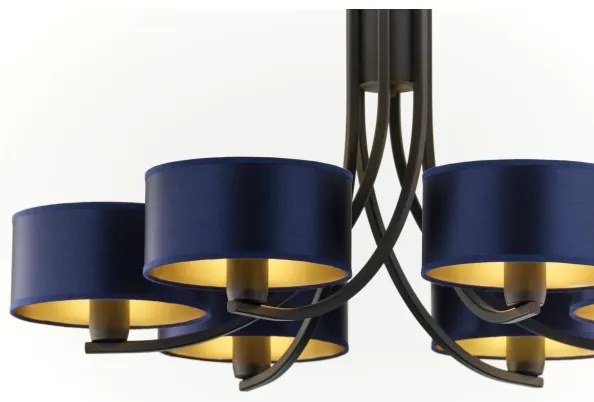 Jupiter 2102 - Luster na reťazi ARTHUR 6xE27/15W/230V modrá/čierna