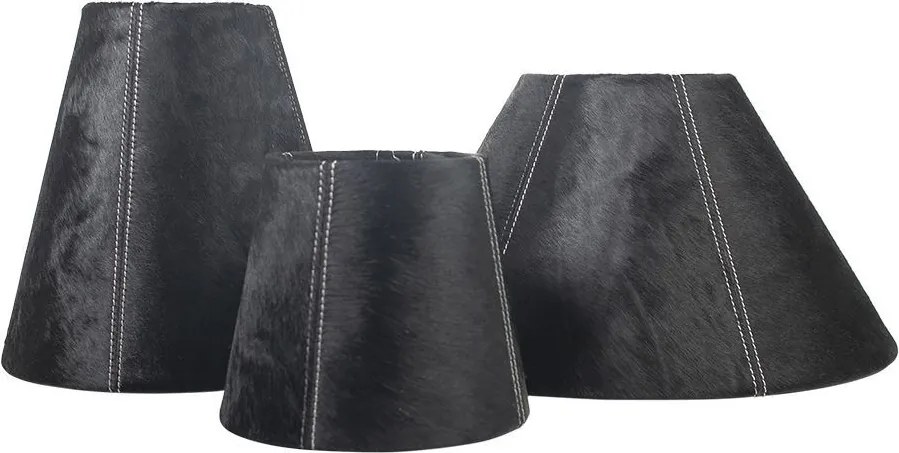 Kónické čierne tienidlo lampy z hovädzej kože - Ø 39 * Ø 16 * 23cm / E27