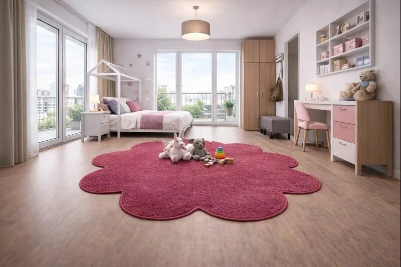 Vopi, Kusový koberec Eton ružový kvetina, 120x120 kvietok, ružová, kuchyňa