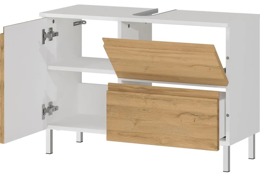 Biela skrinka pod umývadlo v dekore duba 80x56 cm Torrance - Germania