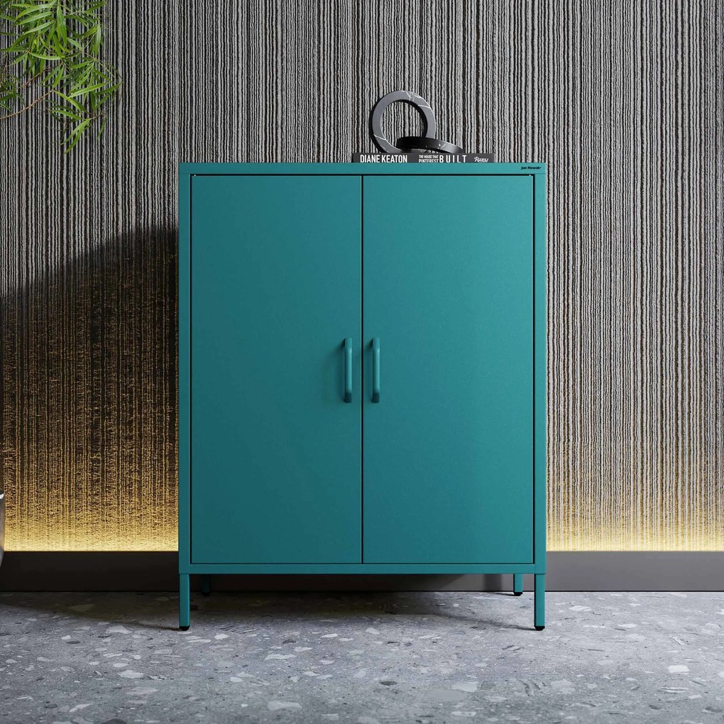 Skrinka do obývačky s policami VITO, 800 x 1015 x 400 mm, Modern: morská farba