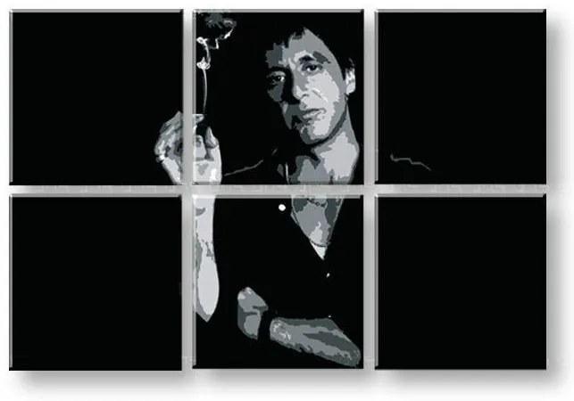 Ručne maľovaný POP Art obraz SCARFACE-AL PACINO 6 dielny  XXL Akcia al8 | rôzne rozmery
