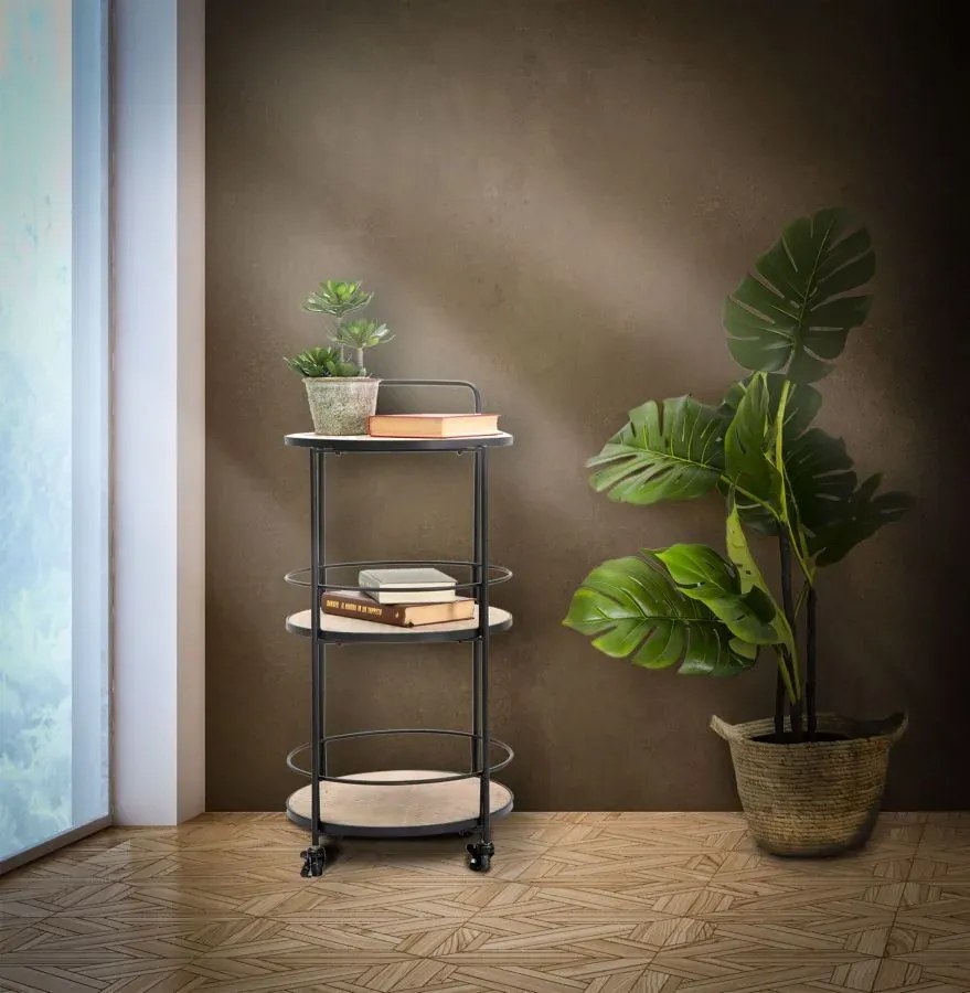 Servírovací vozík Arex 40 cm čierny/hnedý