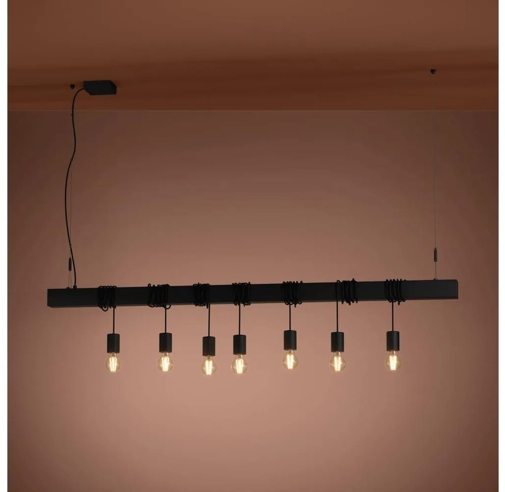 Eglo 39938 - Luster na lanku TOWNSHEND-B 7xE27/40W/230V čierna