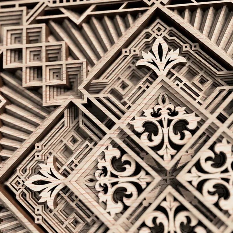 Vyrezávaná drevená 3D mandala na stenu | SENTOP PR0461