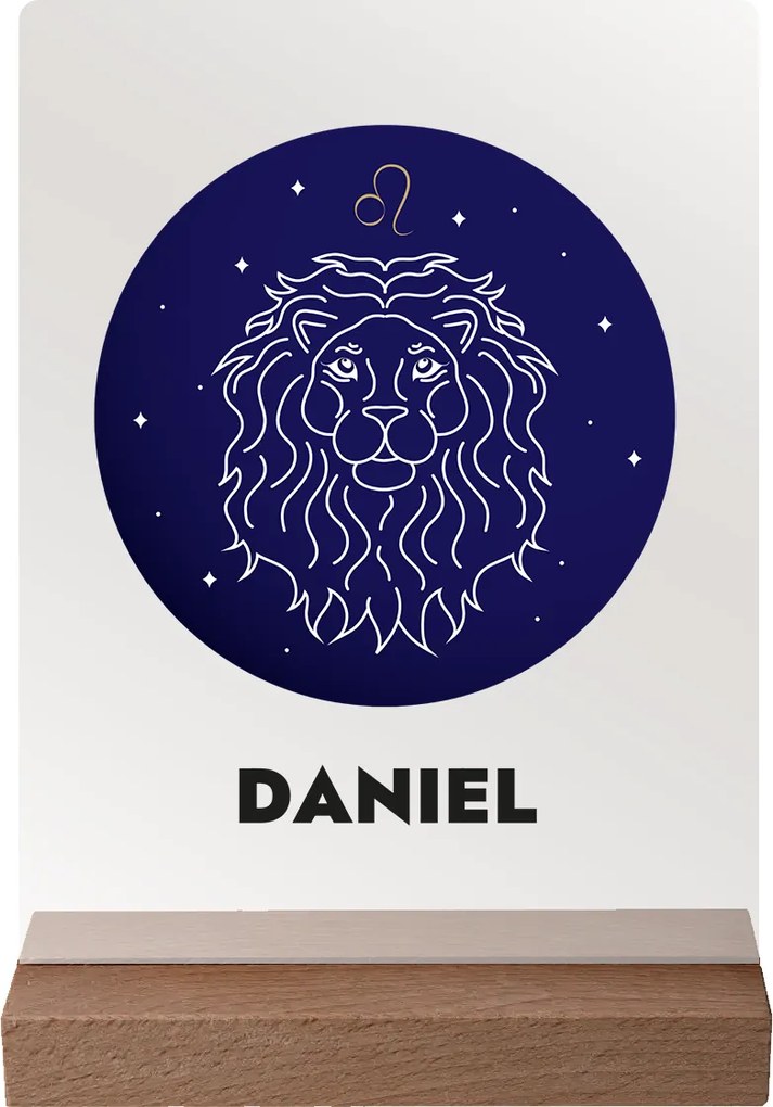 ČistéDrevo Vaše znamenie s menom na akrylovom skle - tmavý stojan Zvolte znamení zvěrokruhu: Lev