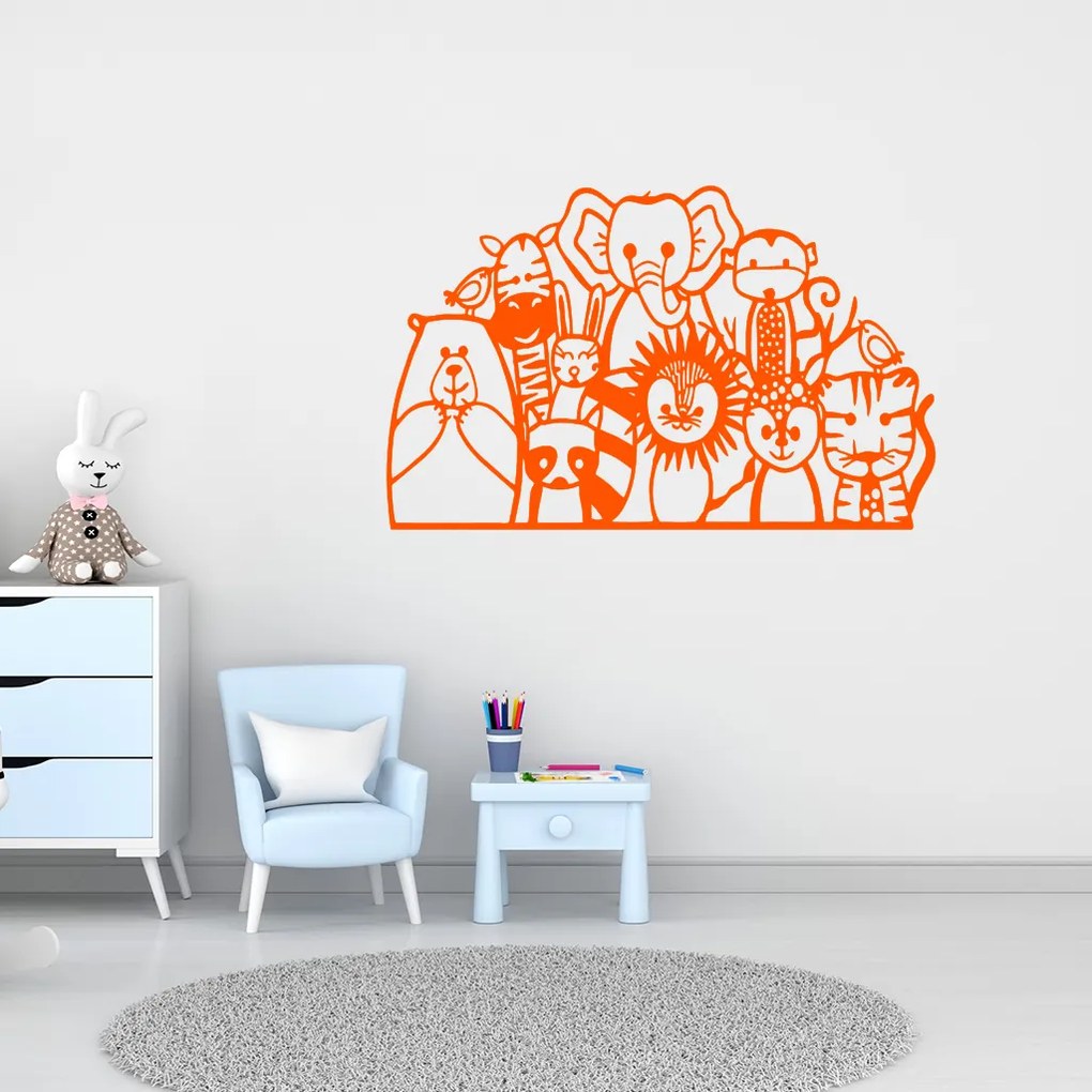 Veselá Stena Samolepka Africké zvieratká Farba: ružová, Veľkosť: 40 x 25 cm