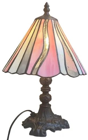 Stolová lampa vitráž Tiffany Ø20*34 RUŽOVÉ LÚČE