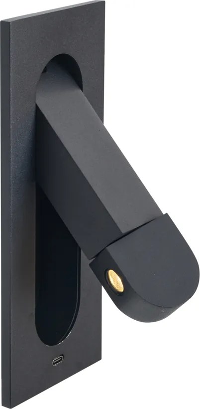 Sada 2 moderných nástenných svietidiel čierna vrátane LED a portu USB-C - Hilton