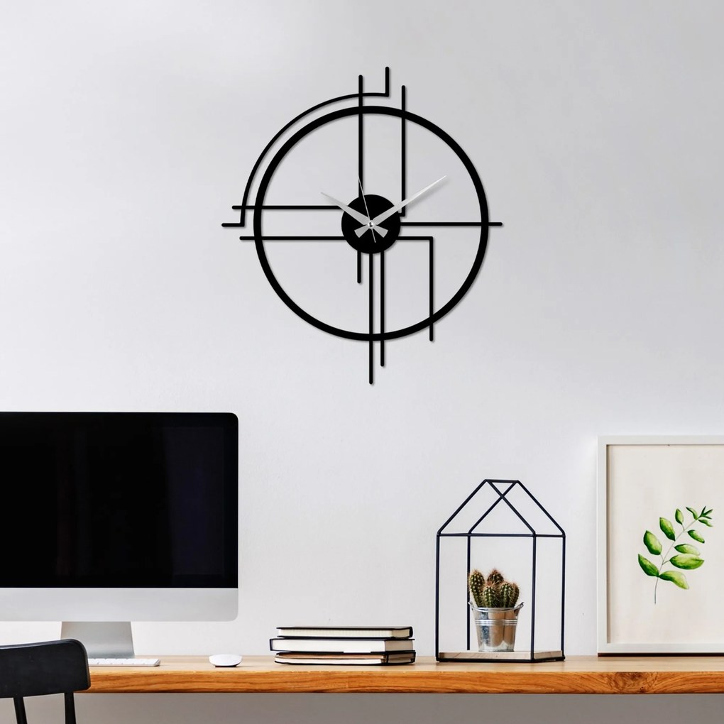 Nástěnné kovové hodiny Minimal černé