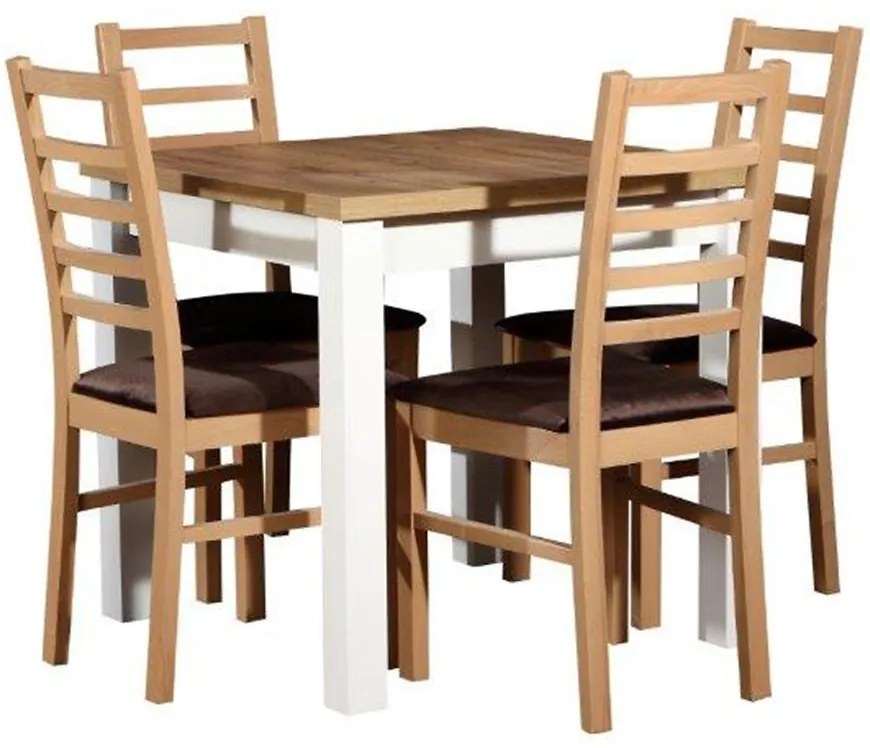 Jedálenská zostava Euzebia 1+4 ST44+W131 dub wotan/biely