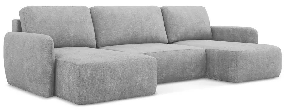 Svetlosivá ženilková rozkladacia/s úložným priestorom rohová pohovka (do tvaru "U") Lilo – Makamii