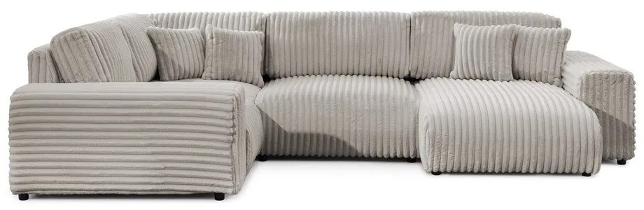 Svetlosivá menčestrová rohová pohovka (ľavý roh/do tvaru "U") Justin – Ropez