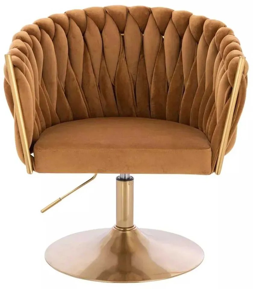LuxuryForm DESIGN Kreslo NORDEN VELUR na zlatom tanieri - medové