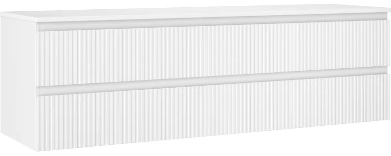 Mexen Rivel, kúpeľňová skrinka 160 cm s pracovnou doskou, 2 zásuvky, drážkovaná, biela matná, 91A20-16047-2-BFFC01