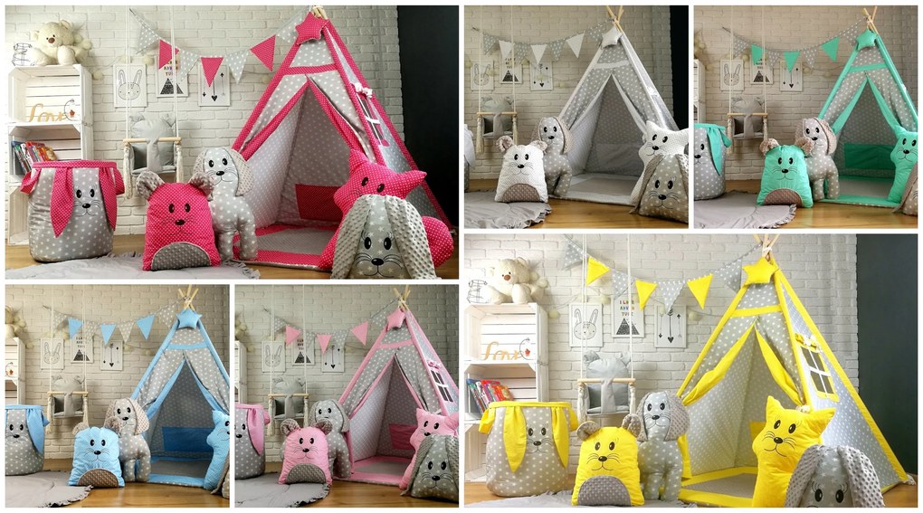 Detský stan TEEPEE (TÍPÍ) EXCLUSIVE s doplnkami - SVETLORUŽOVÝ