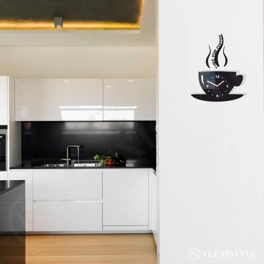 Nástenné hodiny Time for coffee žltá