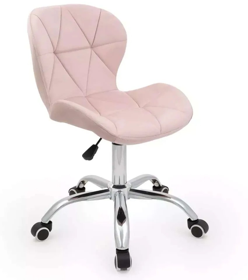 LuxuryForm DESIGN Stolička LIVIO VELUR na striebornej podstave s kolieskami - ružová