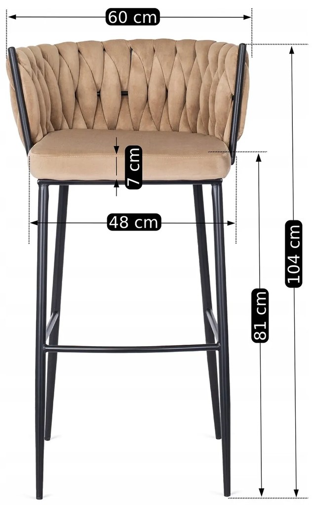 Barová stolička Flores 60 cm béžová/čierna