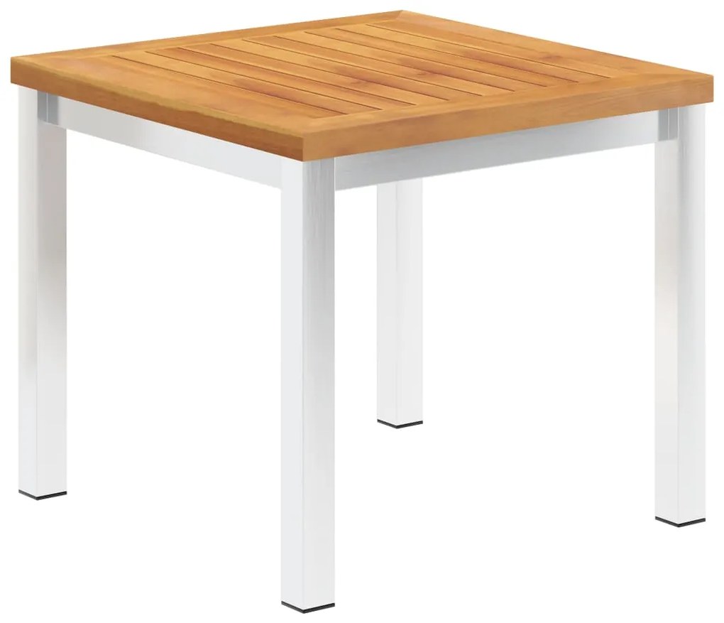 Záhradný príručný stôl 45x45x38 cm akáciový masív a nehrdzavejúca oceľ 46492