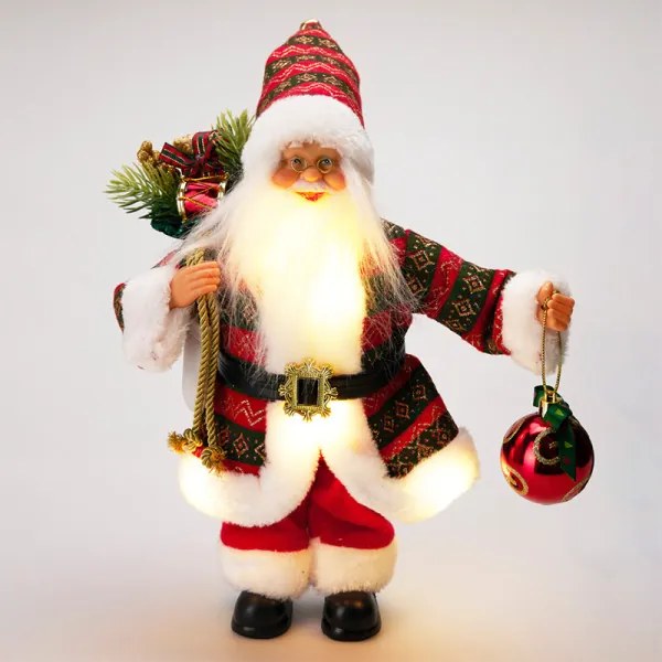 Santa Claus vo vzorovanom oblečení s LED 30 cm