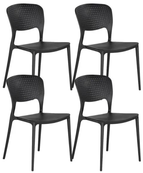 Plastová jedálenská stolička EASY, čierna, 4 ks