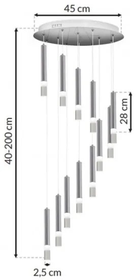 Luster na lanku ICE 12xLED/1W/230V