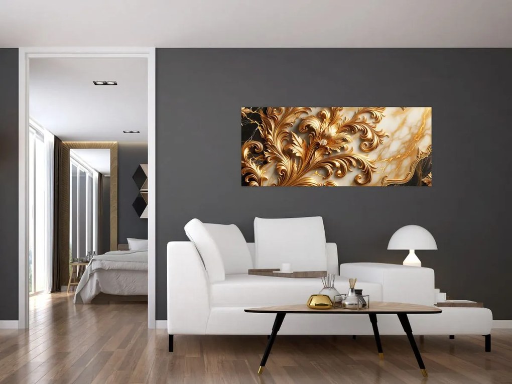 Obraz - Mramor so zlatom (120x50 cm)