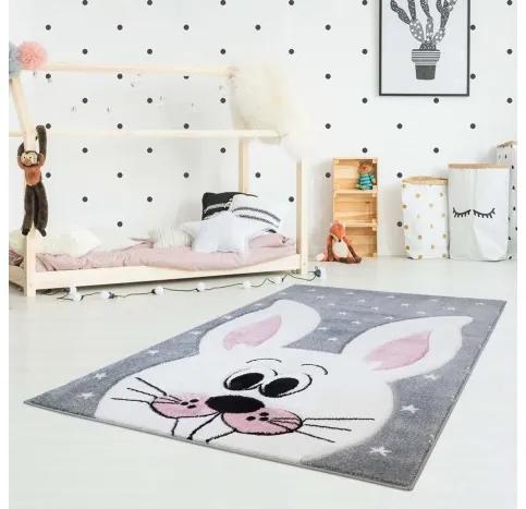 Dekorstudio Detský koberec BEAUTY sivý zajac Rozmer koberca: 120x170cm