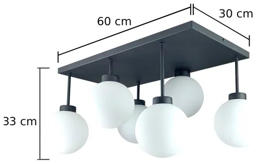 Prisadený luster DEA 6xE14/60W/230V čierna/biela