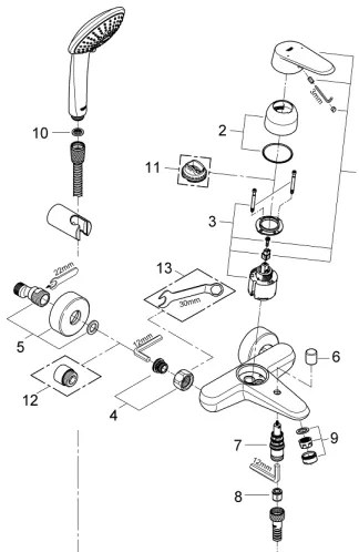 GROHE 33395002 - Vaňová batéria EURODISC COSMOPOLITAN lesklý chróm