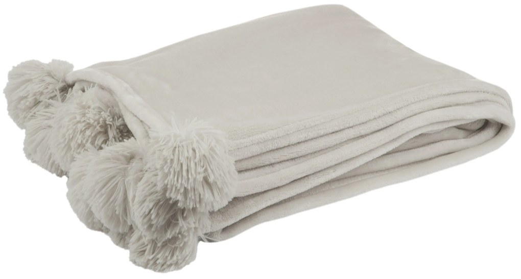 Svetlo šedá deka s bambulkama - 170 * 130 * 1 cm