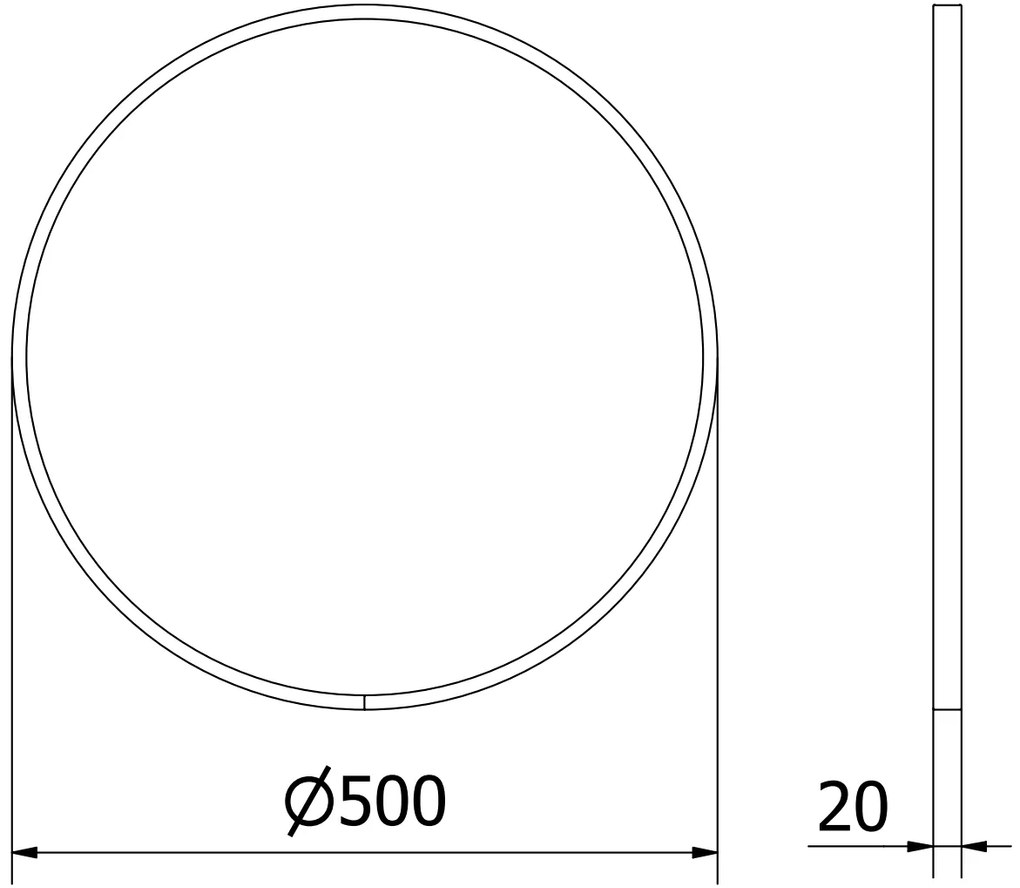 Mexen Loft, okrúhle kúpeľňové zrkadlo 50 cm, farba rámu brúsená oceľ, 9850-050-050-000-10