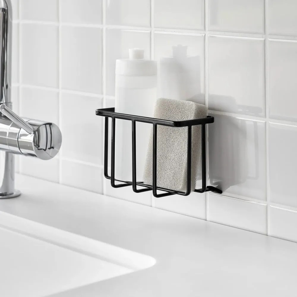 Čierny kovový stojan na umývacie prostriedky bez vŕtania Film Hook – YAMAZAKI