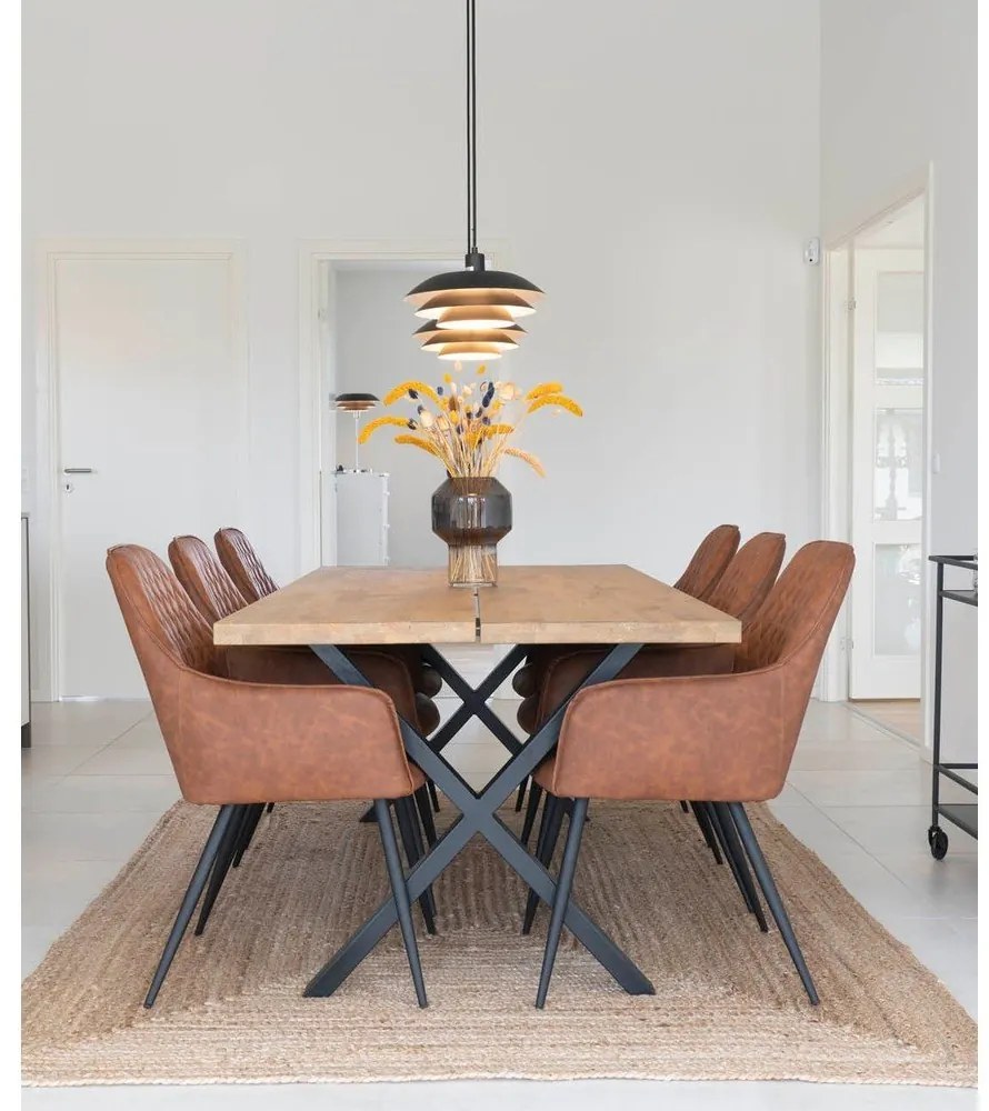 Hnedé čalúnené jedálenské kreslá v súprave s podrúčkami 2 ks Harbo – House Nordic