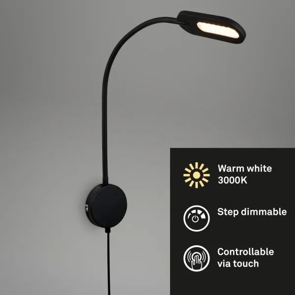 Briloner 2177015 - LED Stmievateľná flexibilná nástenná lampa LED/6W/230V čierna