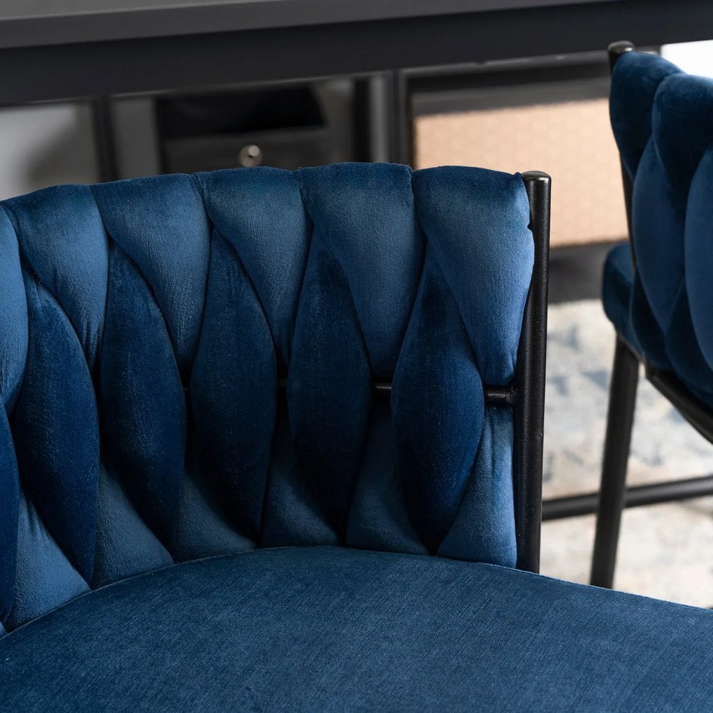 Barová stolička Flores 60 cm čierna/modrá