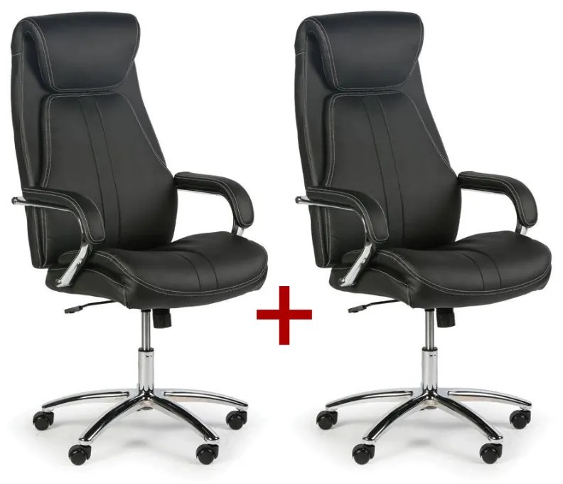 Kožené kancelárske kreslo NEXUS 1+1 ZADARMO, čierna
