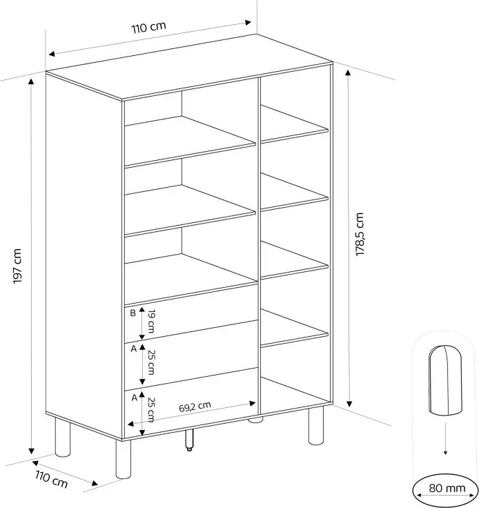 Moderná knižnica MELISA 110 cm dub Bookmatch