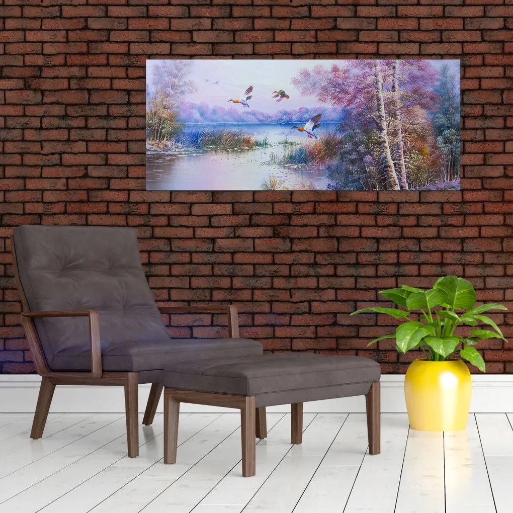 Obraz - Prichádza jeseň, olejomaľba (120x50 cm)